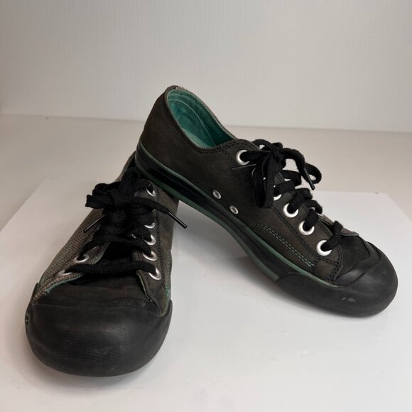 Keen Shoe Women 9 Leather Canvas Low Top Lace Up Sneaker Hike Trail Work Core Go - Picture 1 of 11